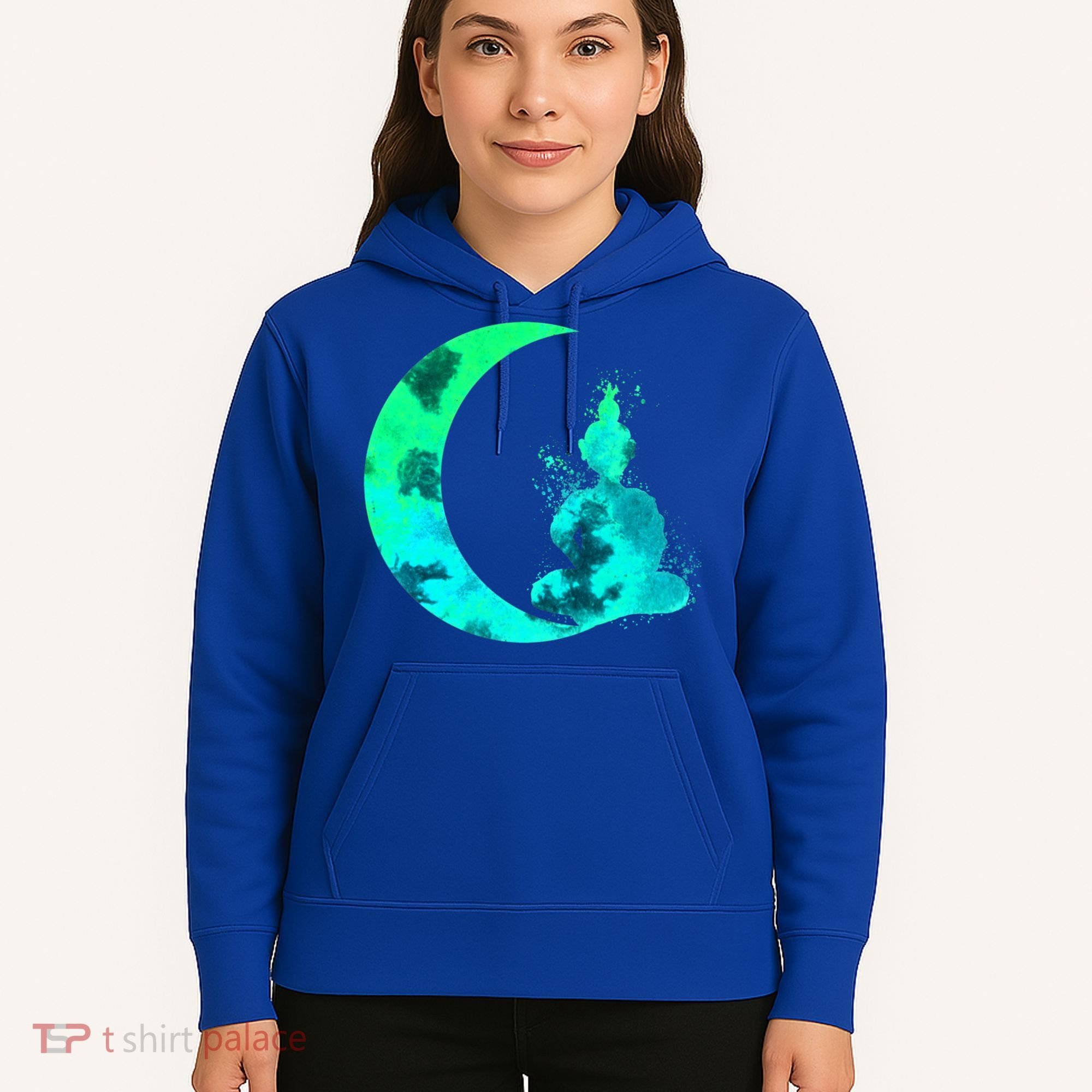 Turquoise Crescent Moon And Buddha Gift Hoodie
