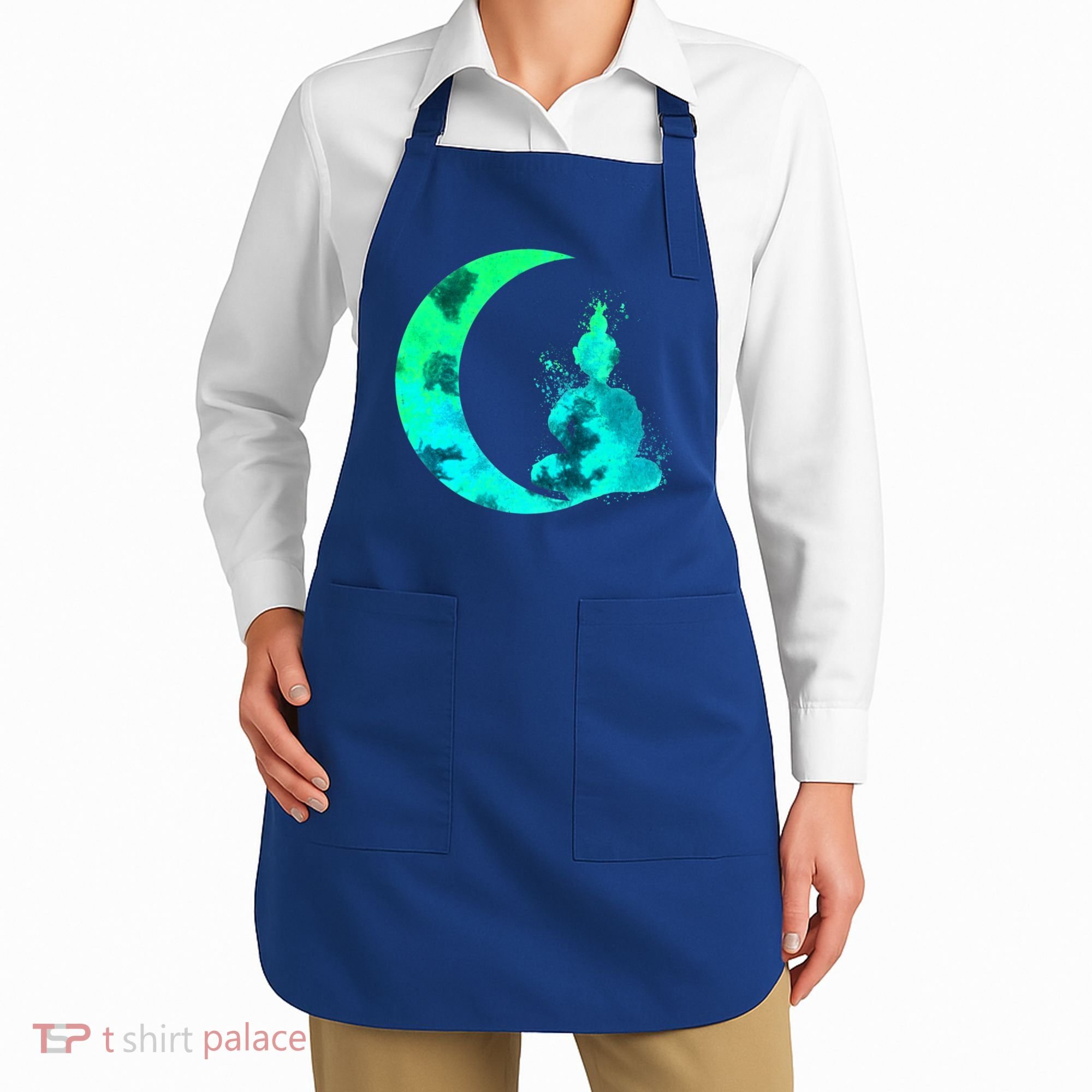Turquoise Crescent Moon And Buddha Gift Apron