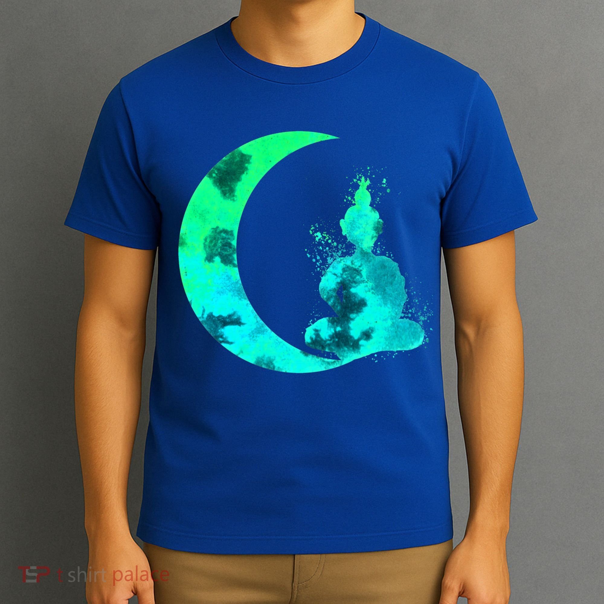 Turquoise Crescent Moon And Buddha Gift T-Shirt
