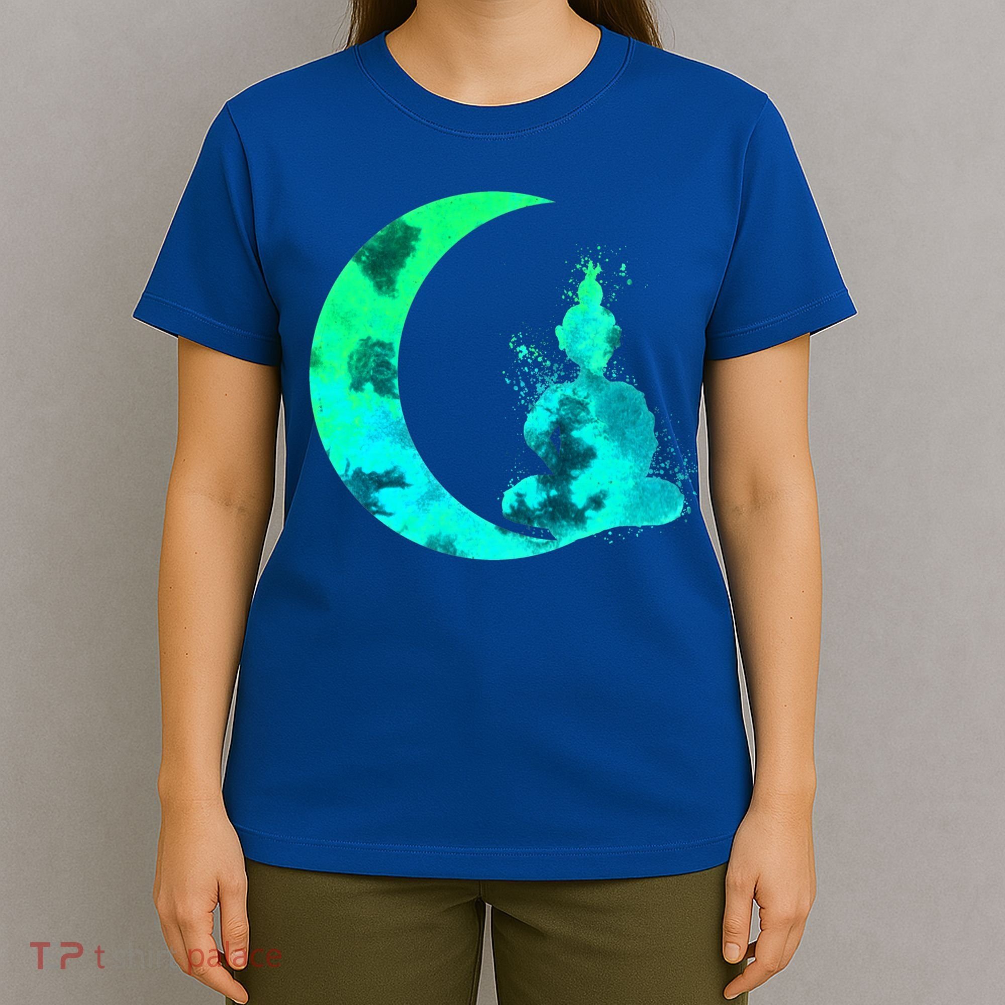 Turquoise Crescent Moon And Buddha Gift T-Shirt