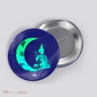 Turquoise Crescent Moon And Buddha Gift Button thumb 0