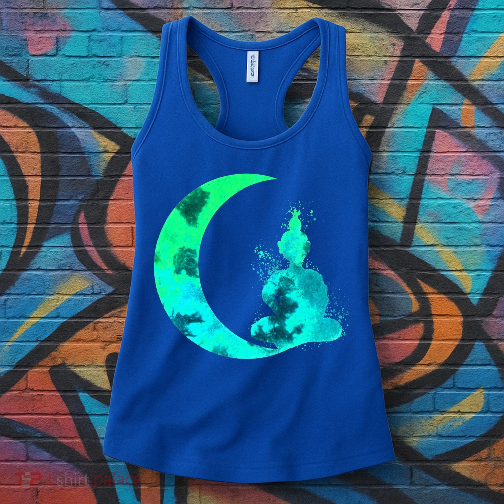 Turquoise Crescent Moon And Buddha Gift Women's Tank Top