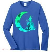 Turquoise Crescent Moon And Buddha Gift Women's Long Sleeve Shirt thumb 0