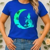 Turquoise Crescent Moon And Buddha Gift Women's T-Shirt thumb 2