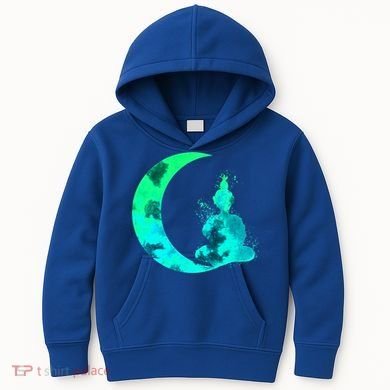 Turquoise Crescent Moon And Buddha Gift Kids Hoodie
