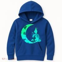 Turquoise Crescent Moon And Buddha Gift Kids Hoodie thumb 0