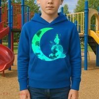 Turquoise Crescent Moon And Buddha Gift Kids Hoodie thumb 2