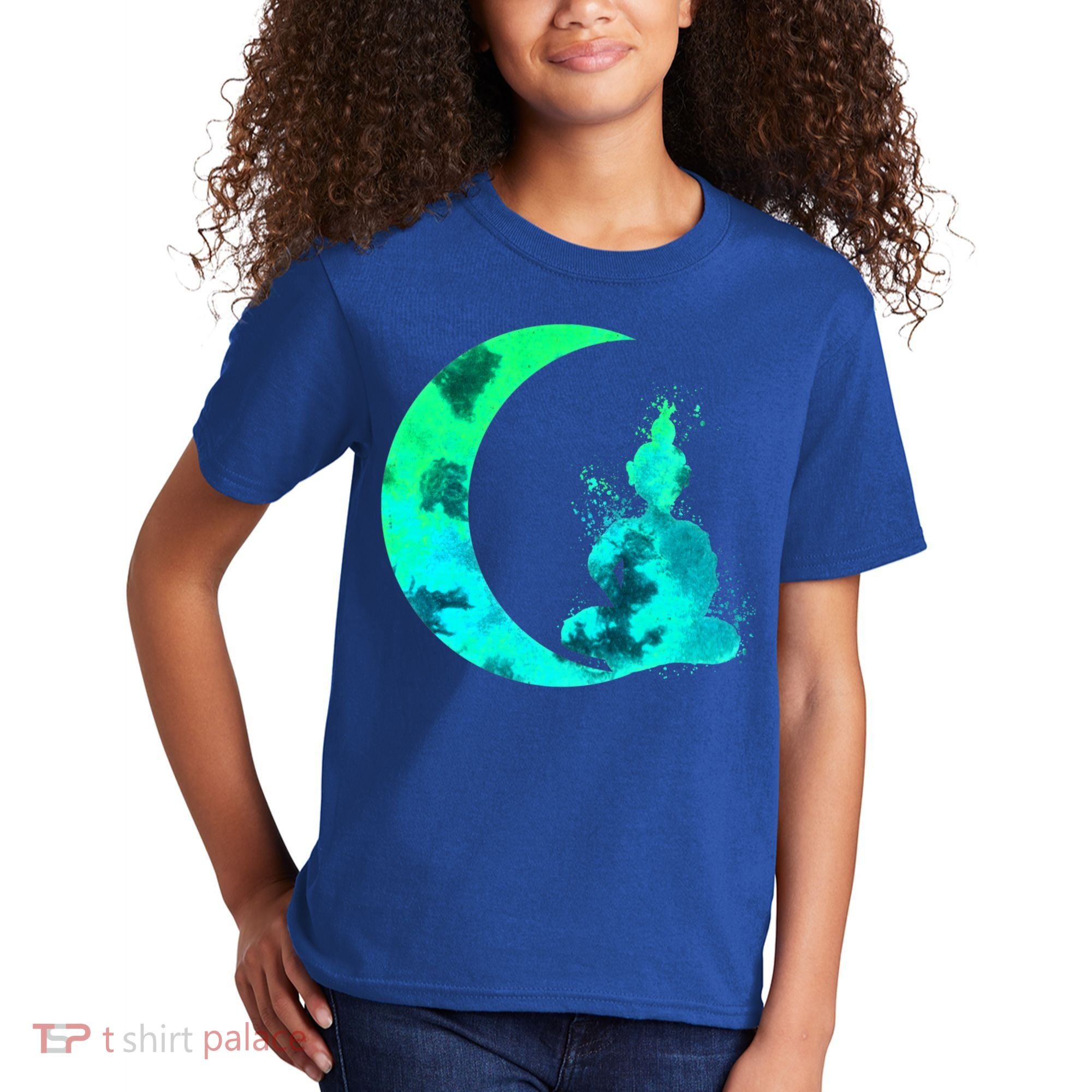 Turquoise Crescent Moon And Buddha Gift Kids T-Shirt