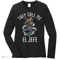 They Call Me El Jefe Mexican Boss Chef Sheriff Sombrero Women's Long Sleeve Shirt thumb 0