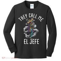 They Call Me El Jefe Mexican Boss Chef Sheriff Sombrero Kids Long Sleeve Shirt thumb 0