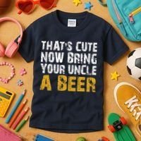 That's Cute Now Bring Your Uncle A Beer Shirt Father's Day Kids T-Shirt thumb 3