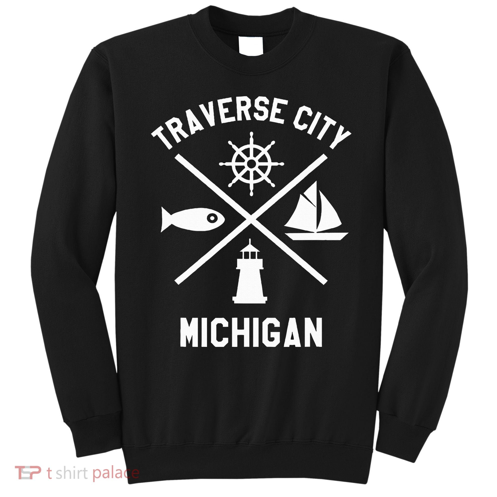 Traverse City Northern Michigan Sailing Boating Sweatshirt