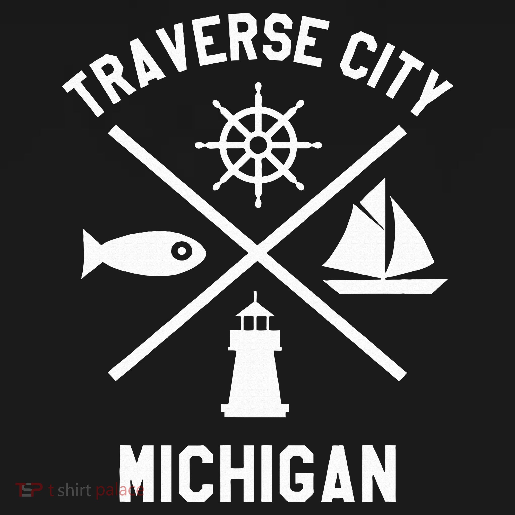 Traverse City Northern Michigan Sailing Boating T-Shirt