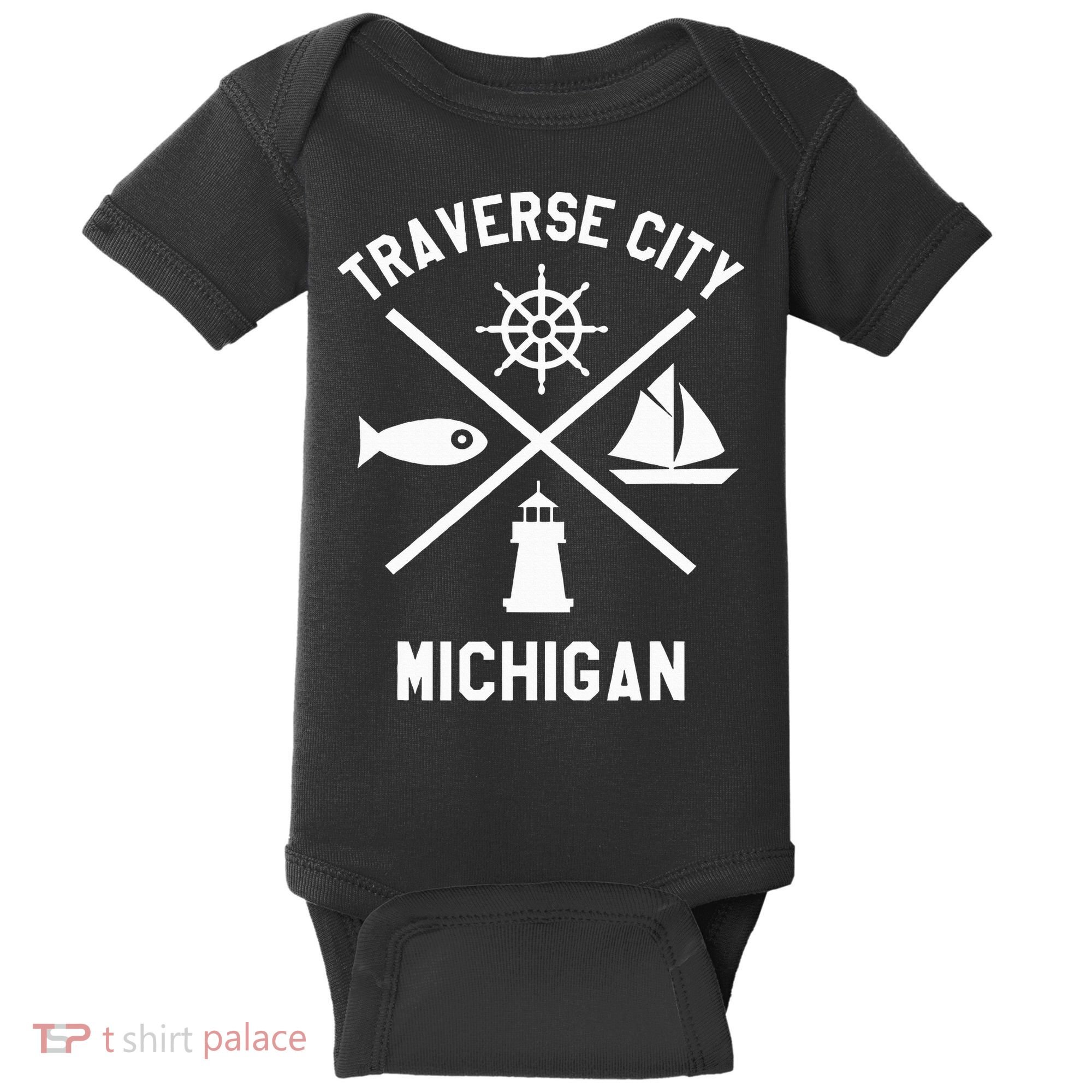 Traverse City Northern Michigan Sailing Boating Baby Bodysuit