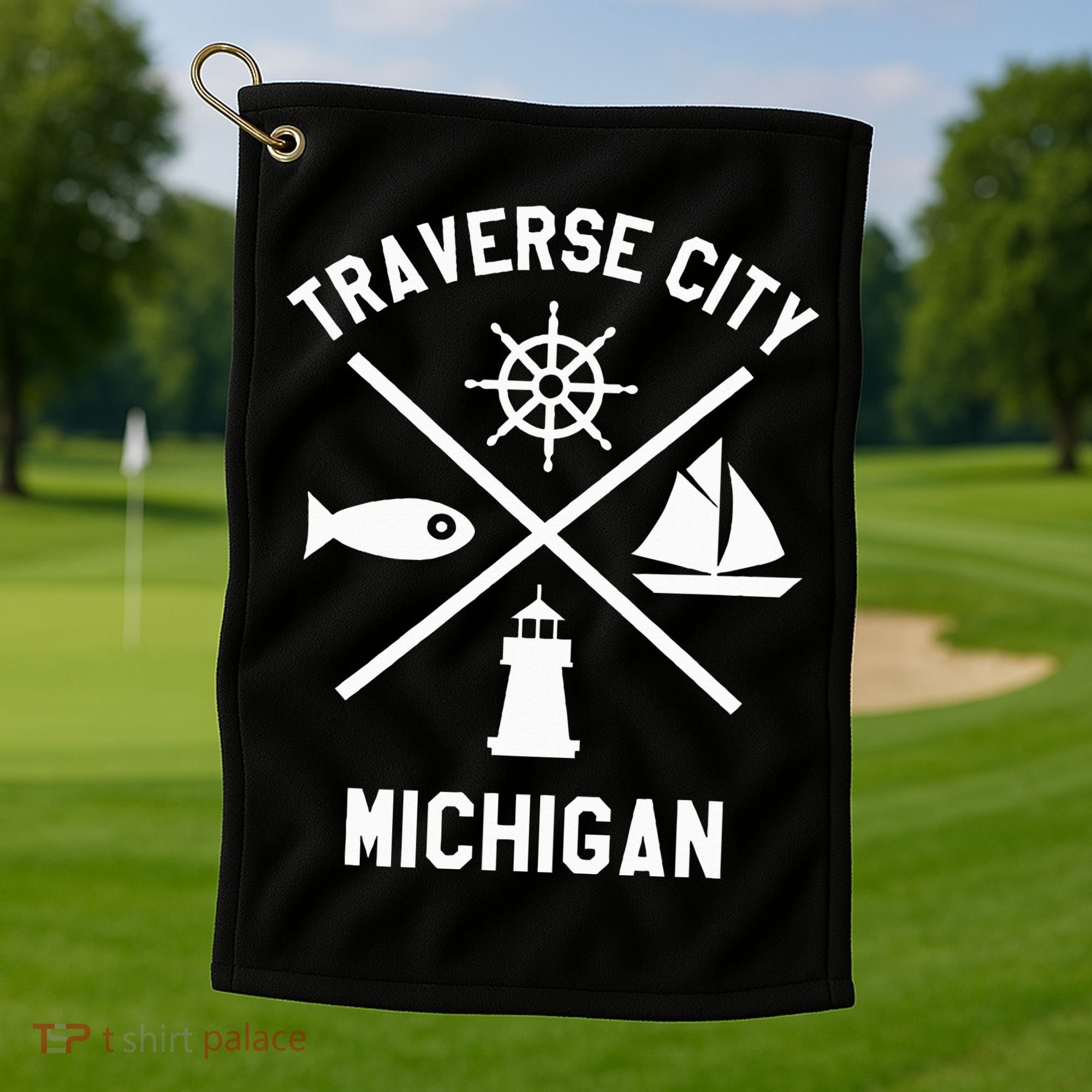 Traverse City Northern Michigan Sailing Boating Golf Towel