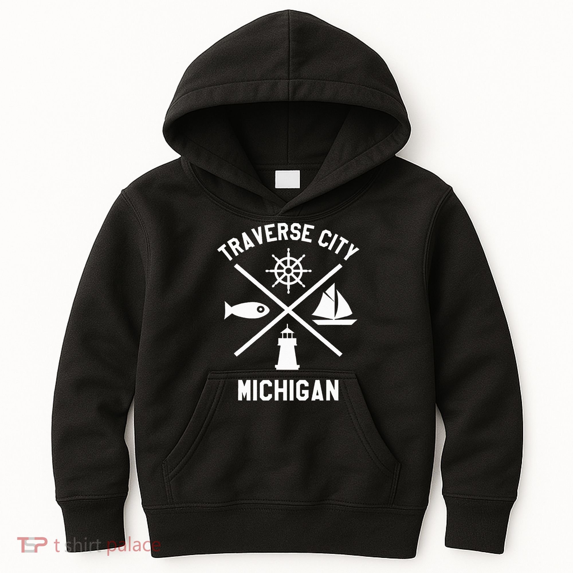 Traverse City Northern Michigan Sailing Boating Kids Hoodie