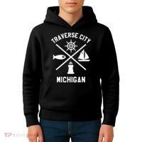 Traverse City Northern Michigan Sailing Boating Kids Hoodie thumb 4