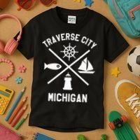 Traverse City Northern Michigan Sailing Boating Kids T-Shirt thumb 3