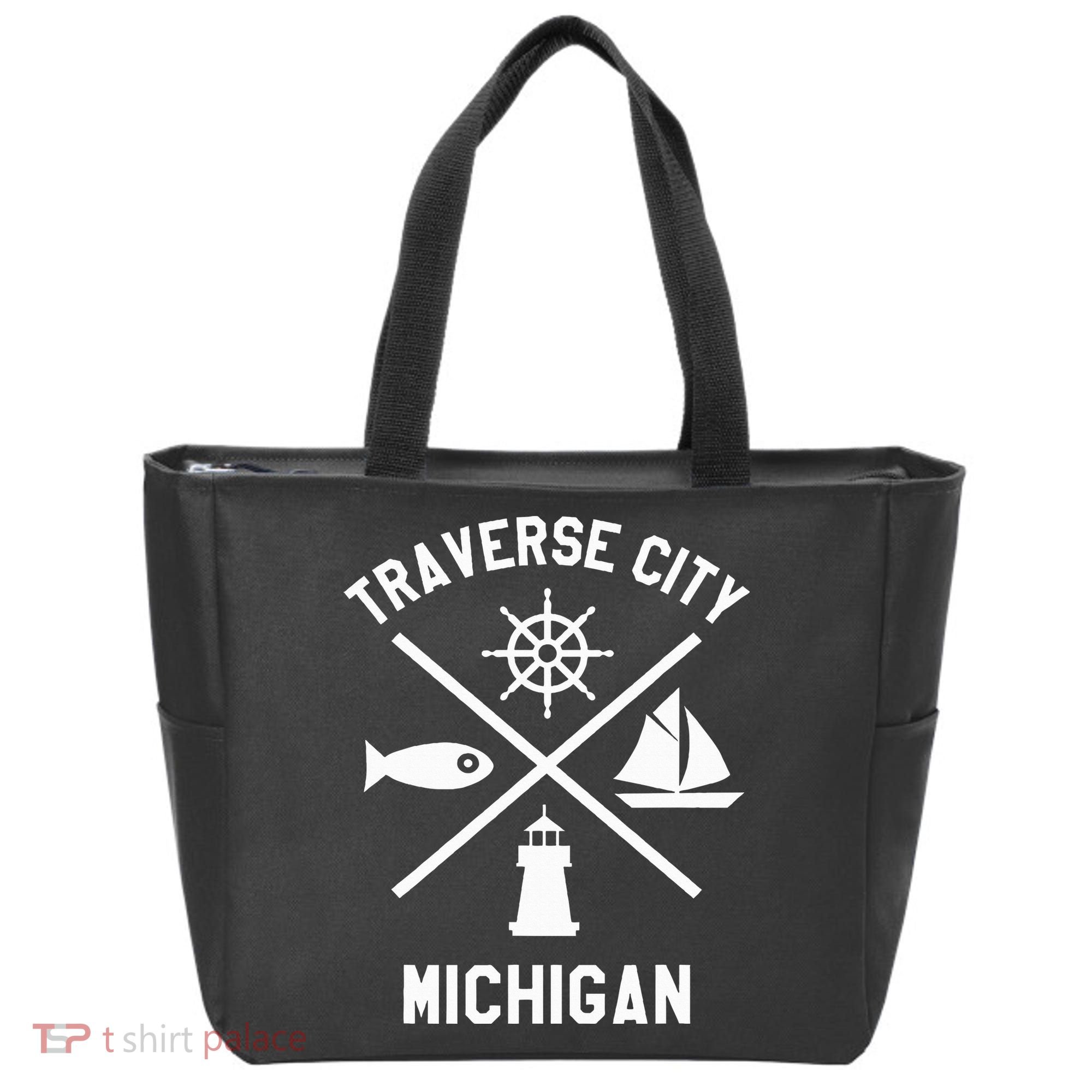 Traverse City Northern Michigan Sailing Boating Tote Bag