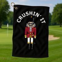 Trendy Christmas Nutcracker Crushin It Golf Towel thumb 1