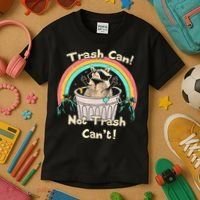 Trash Can Not Trash CanT Funny Raccoon Kids T-Shirt thumb 3