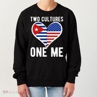 Two Cultures One Me Cuban American Heart Flag Women's Sweatshirt thumb 0