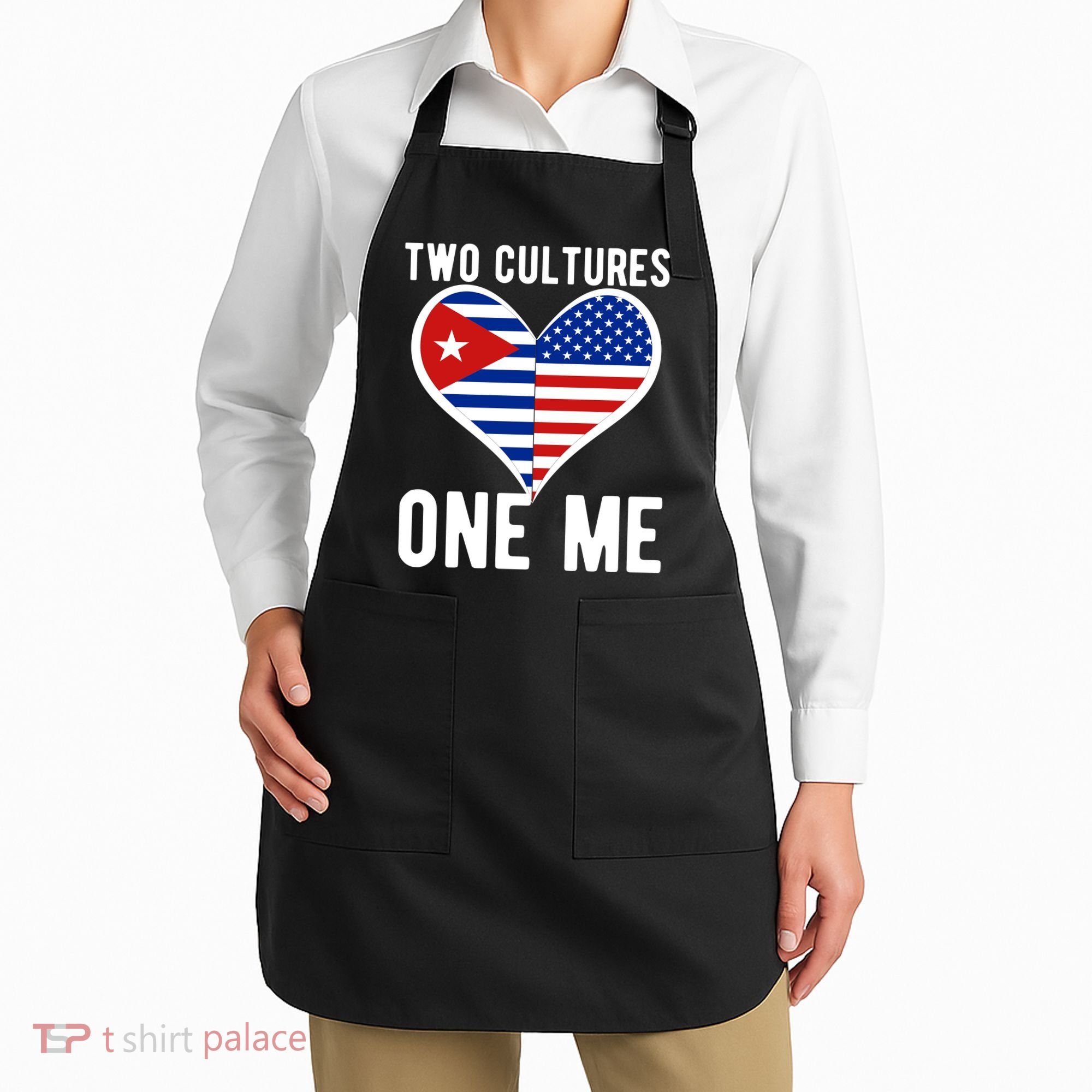Two Cultures One Me Cuban American Heart Flag Apron