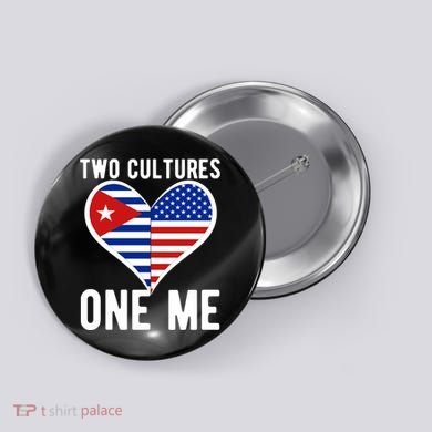 Two Cultures One Me Cuban American Heart Flag Button