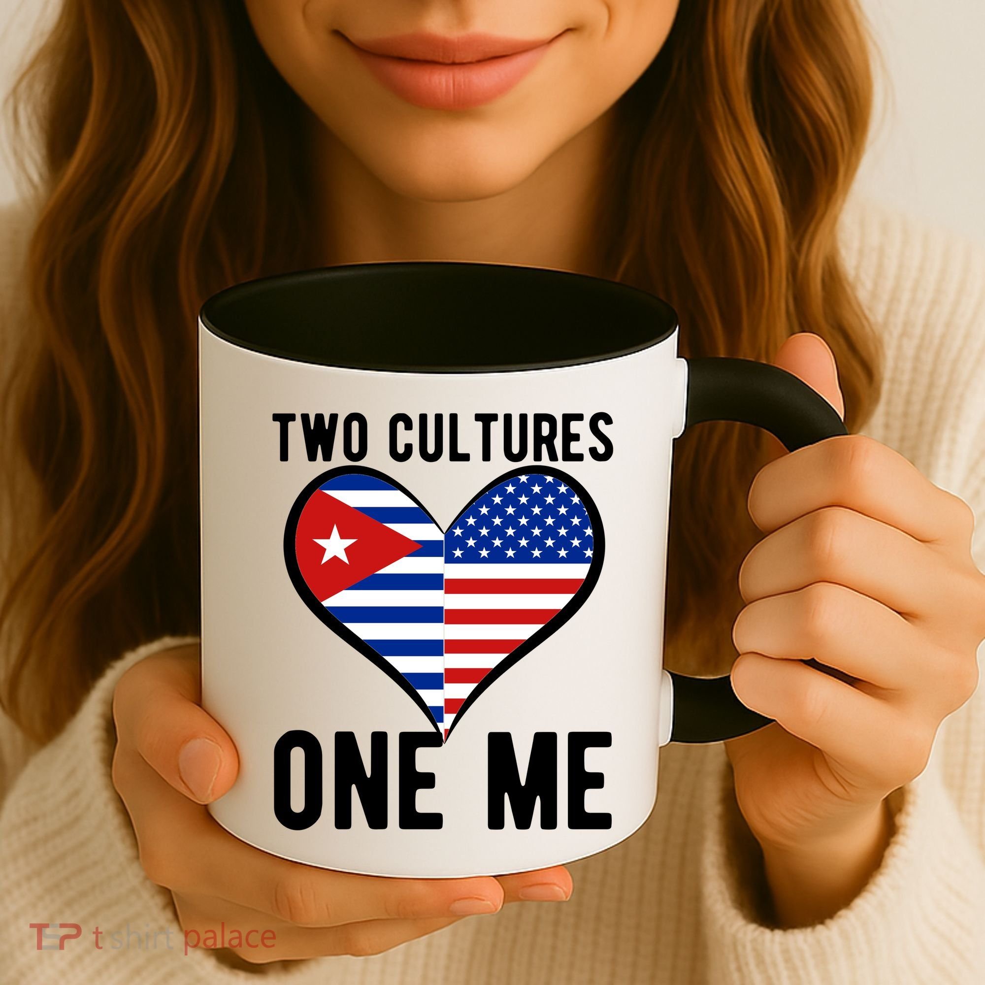 Two Cultures One Me Cuban American Heart Flag Coffee Mug