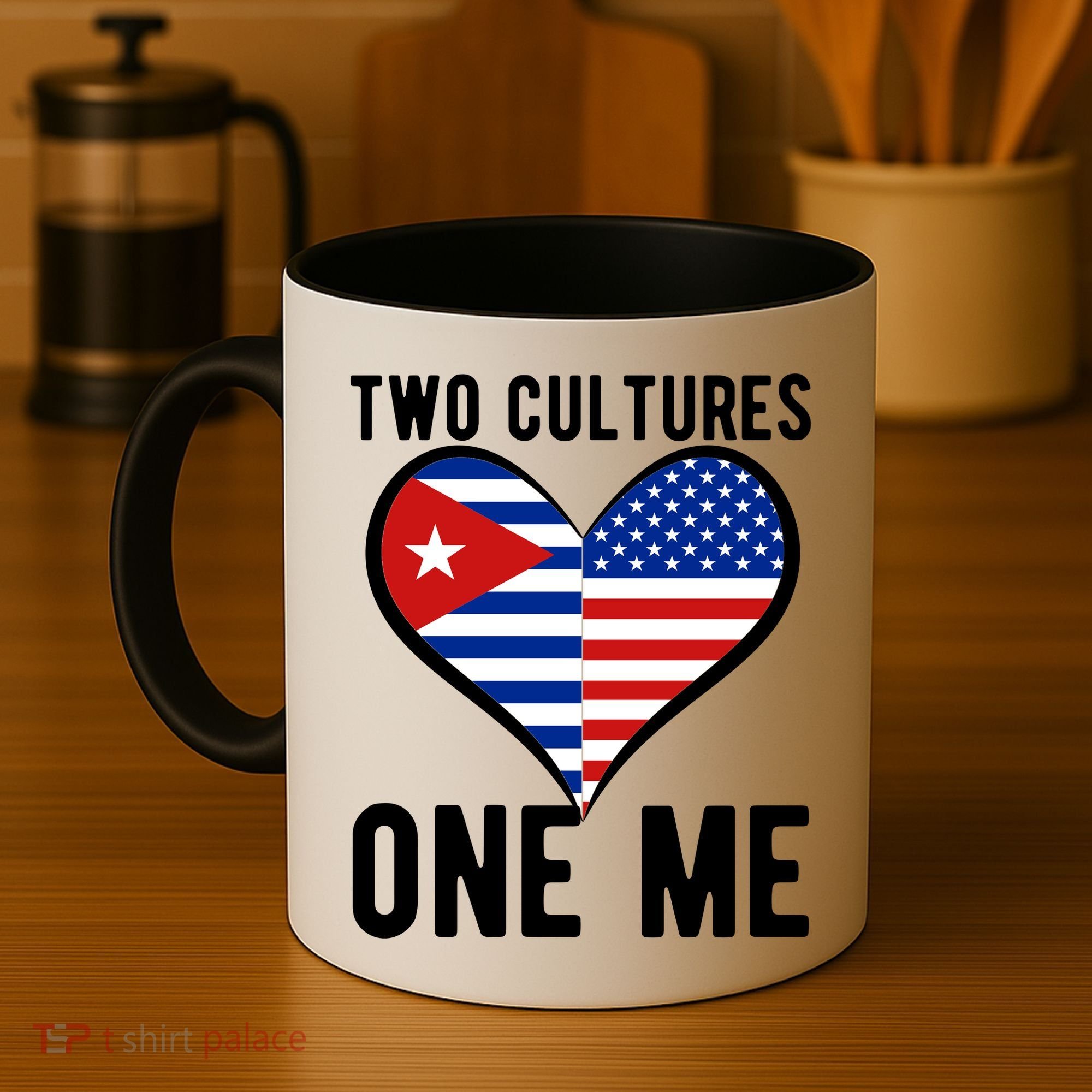 Two Cultures One Me Cuban American Heart Flag Coffee Mug
