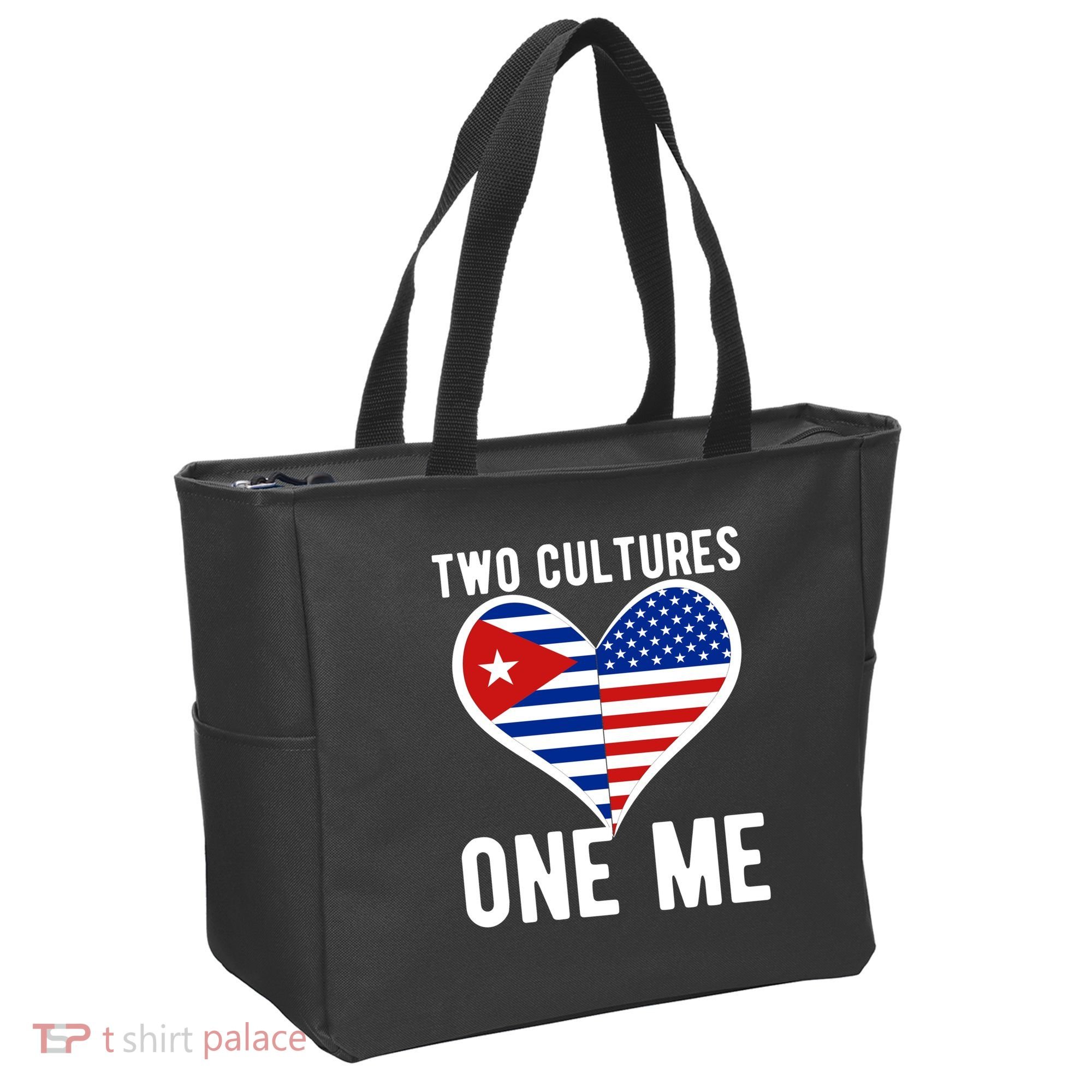 Two Cultures One Me Cuban American Heart Flag Tote Bag