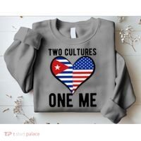 Two Cultures One Me Cuban American Heart Flag Sweatshirt thumb 2