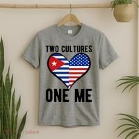 Two Cultures One Me Cuban American Heart Flag T-Shirt thumb 2