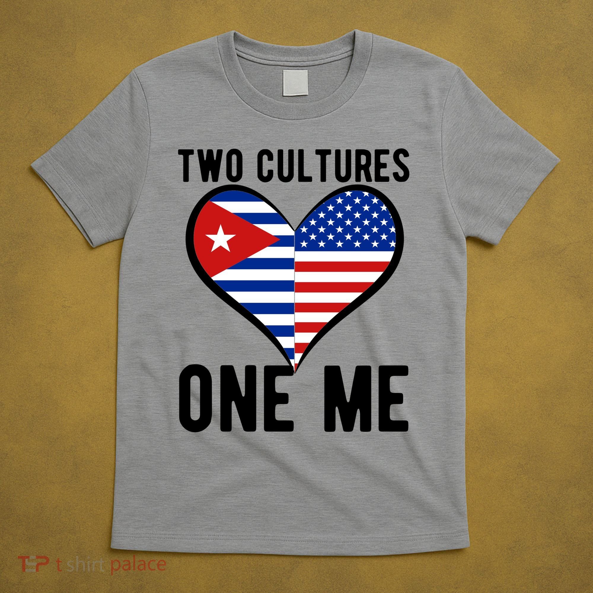 Two Cultures One Me Cuban American Heart Flag T-Shirt