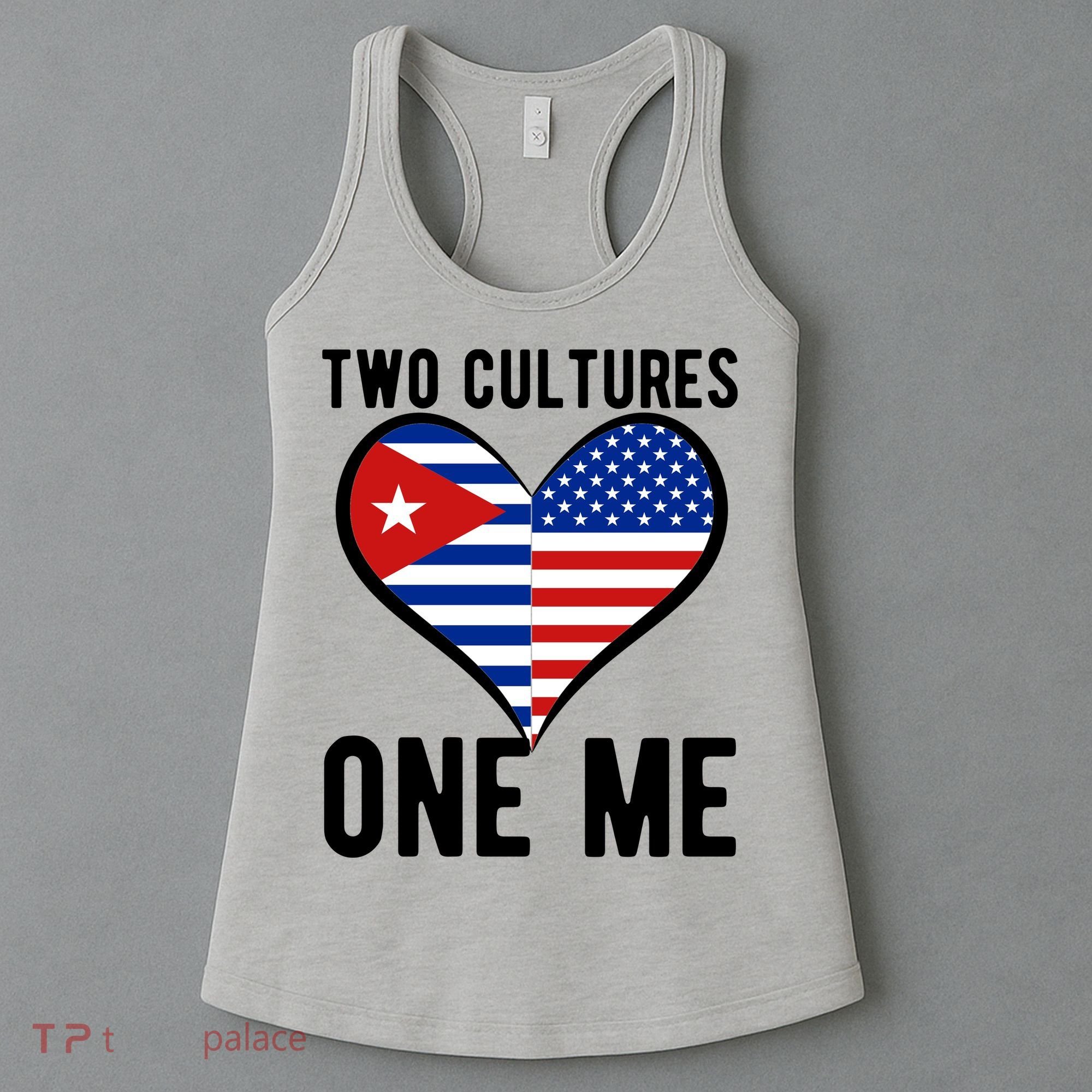 Two Cultures One Me Cuban American Heart Flag Women's Tank Top