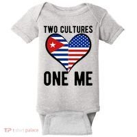Two Cultures One Me Cuban American Heart Flag Baby Bodysuit thumb 0