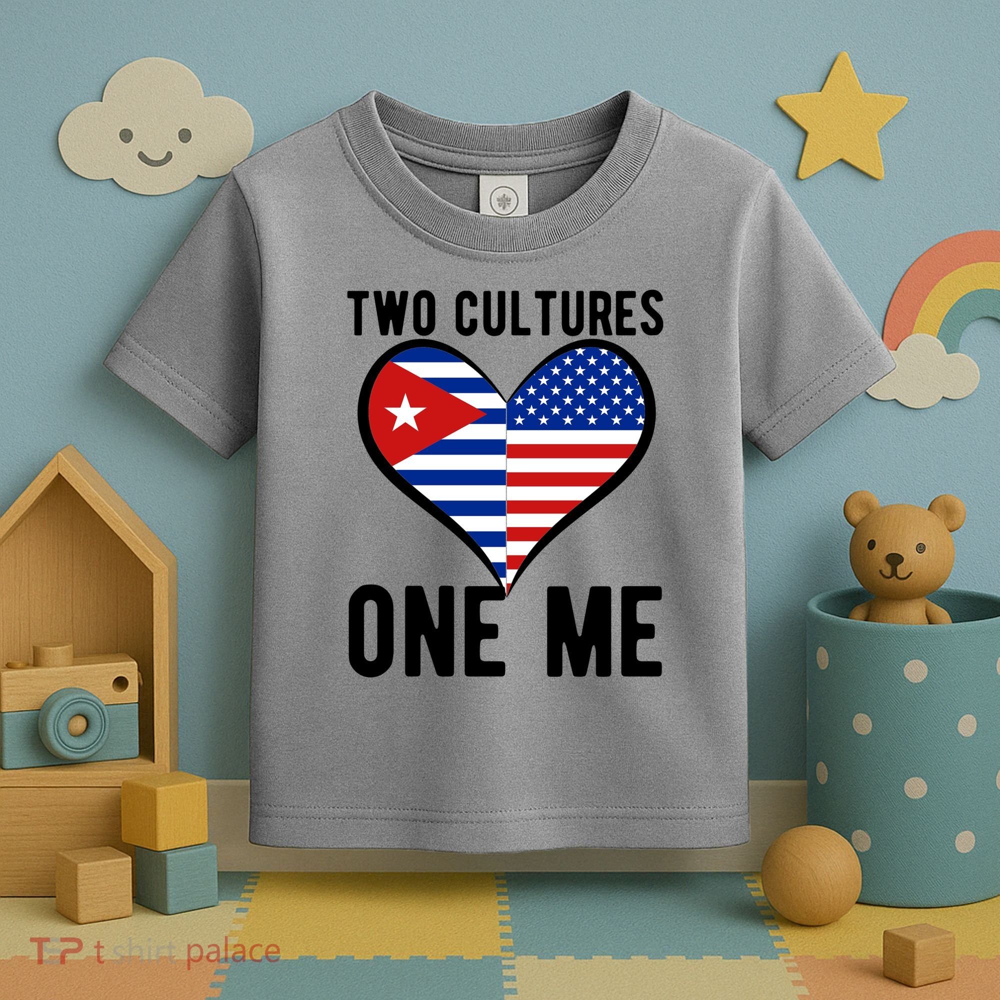 Two Cultures One Me Cuban American Heart Flag Toddler T-Shirt
