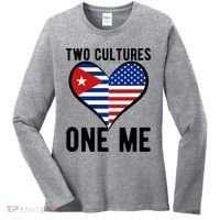 Two Cultures One Me Cuban American Heart Flag Women's Long Sleeve Shirt thumb 0
