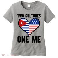 Two Cultures One Me Cuban American Heart Flag Women's T-Shirt thumb 0
