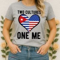 Two Cultures One Me Cuban American Heart Flag Women's T-Shirt thumb 2