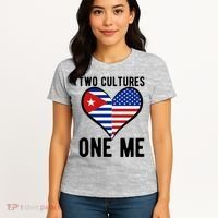 Two Cultures One Me Cuban American Heart Flag Women's T-Shirt thumb 4