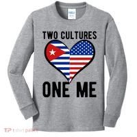 Two Cultures One Me Cuban American Heart Flag Kids Long Sleeve Shirt thumb 0
