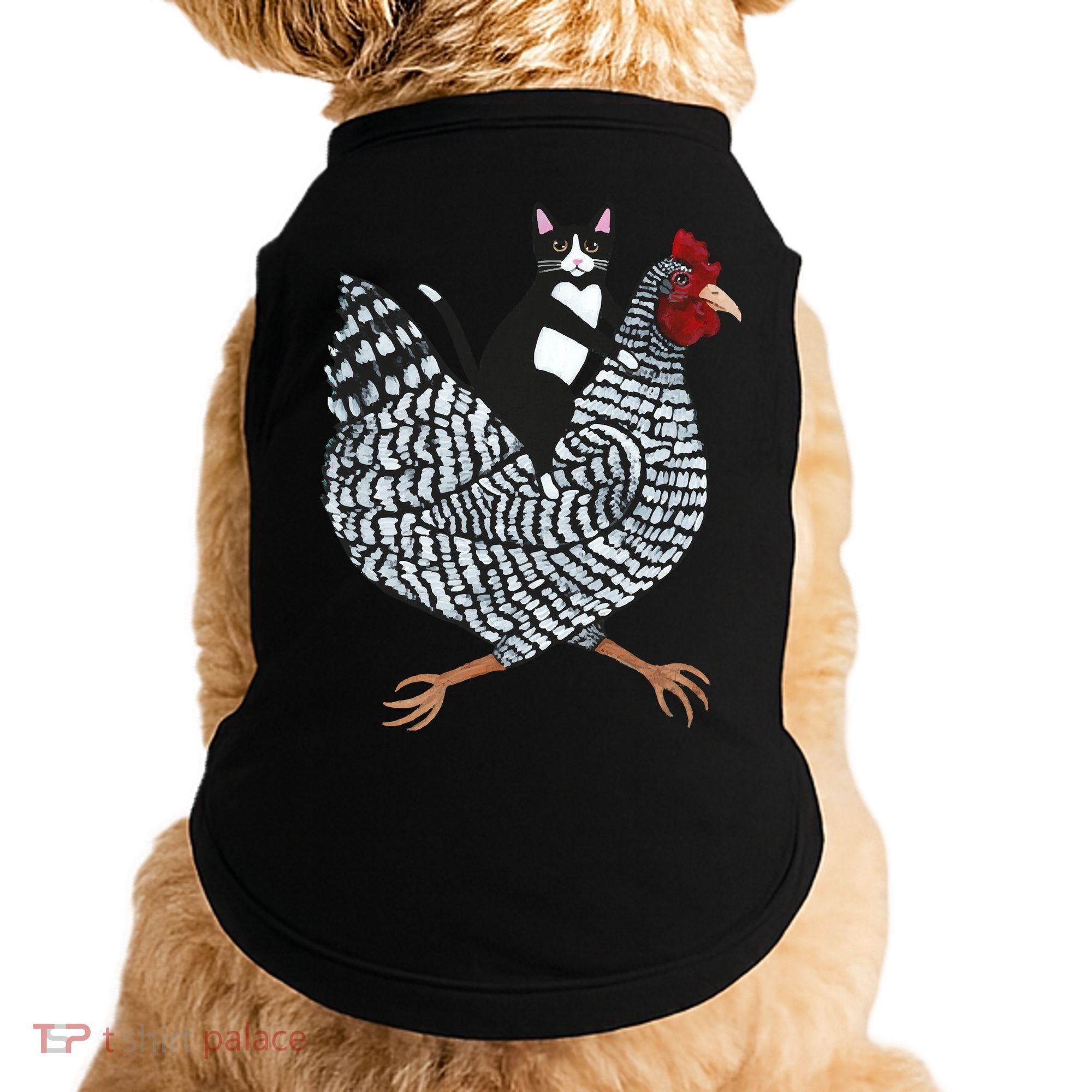 Tuxedo Cat On A Chicken Doggie Tank