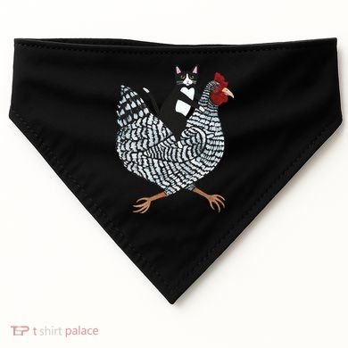 Tuxedo Cat On A Chicken USA-Made Doggie Bandana
