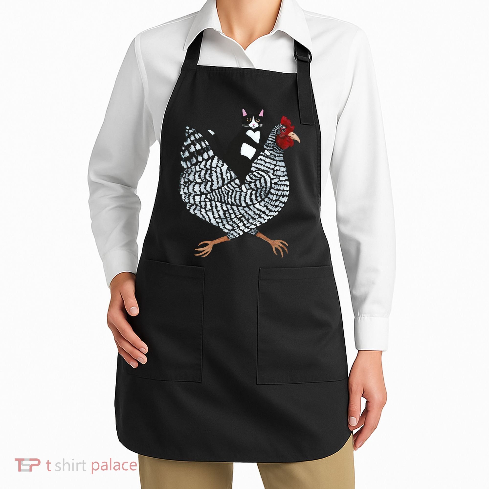 Tuxedo Cat On A Chicken Apron