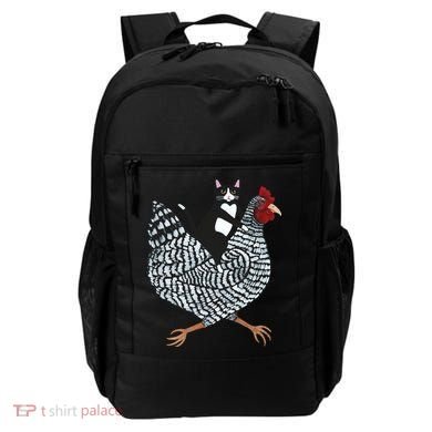 Tuxedo Cat On A Chicken Backpack