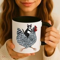 Tuxedo Cat On A Chicken Coffee Mug thumb 3