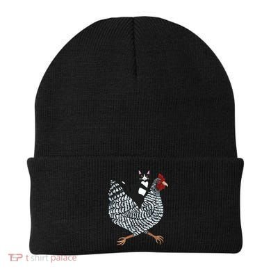 Tuxedo Cat On A Chicken Beanie
