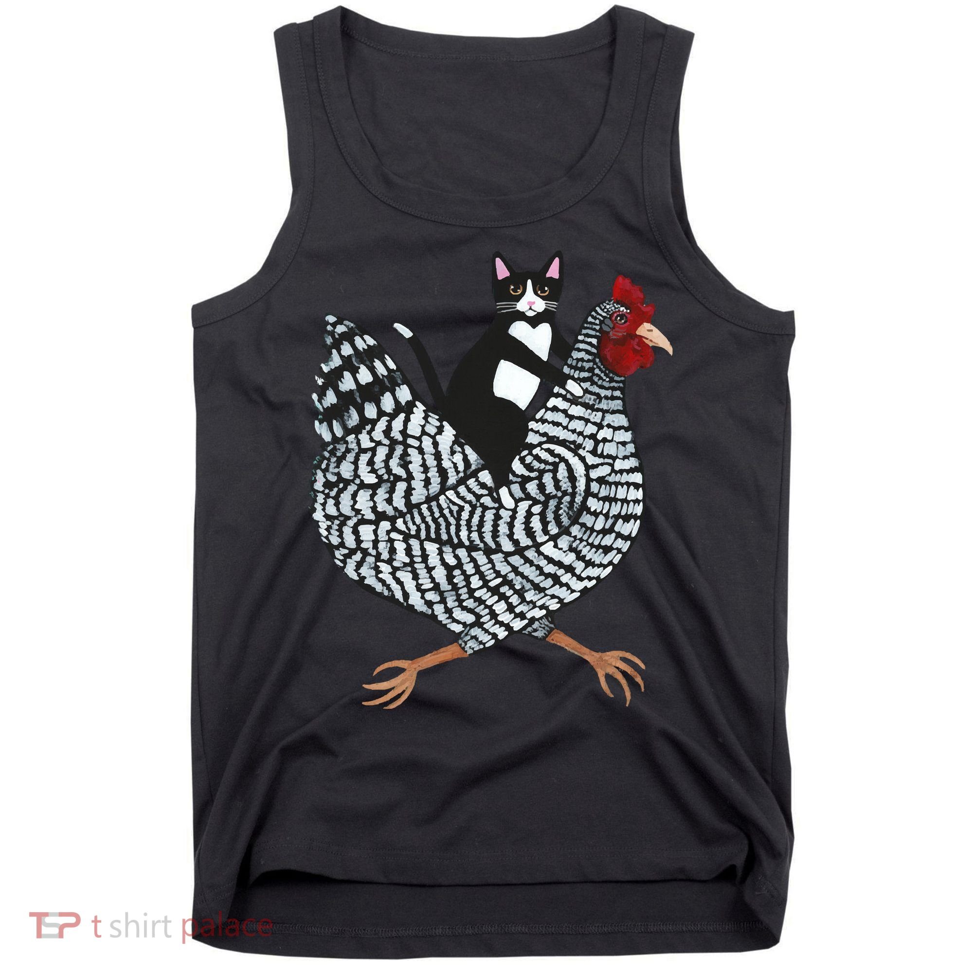 Tuxedo Cat On A Chicken Tank Top