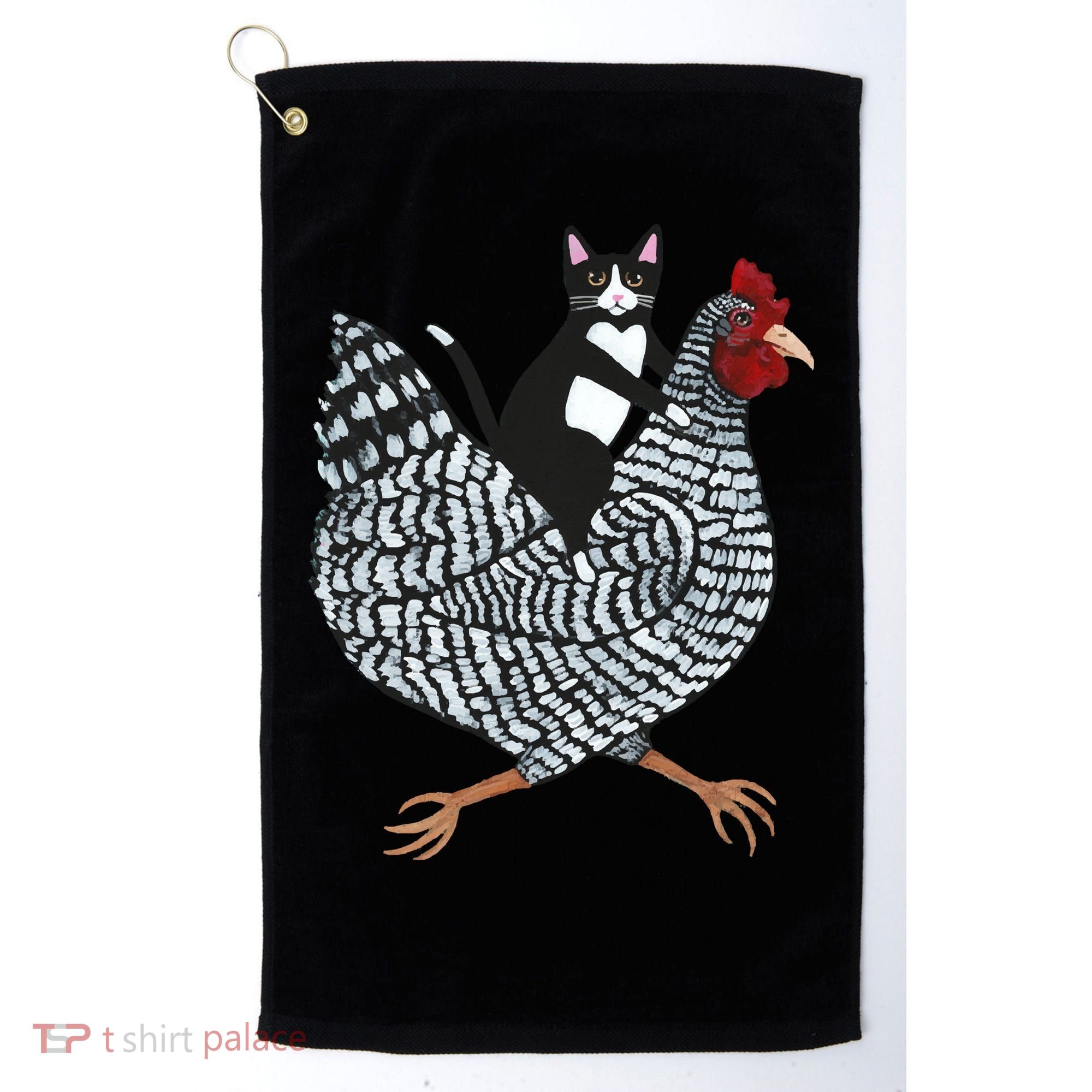 Tuxedo Cat On A Chicken Golf Towel